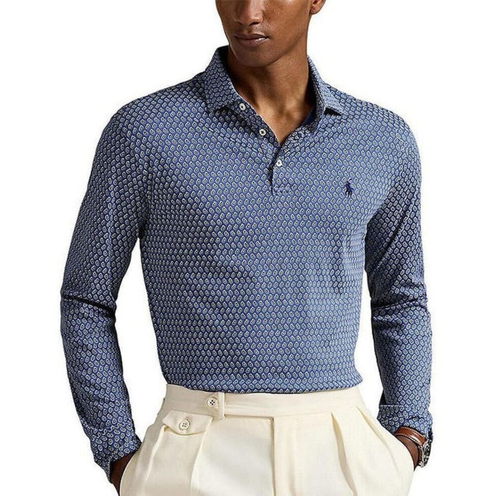Polo Ralph Lauren Men's Classic Fit Soft Cotton Long Sleeve Polo Shirt Blue XL